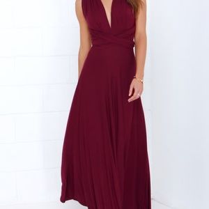 tricks of the trade burgundy maxi dress